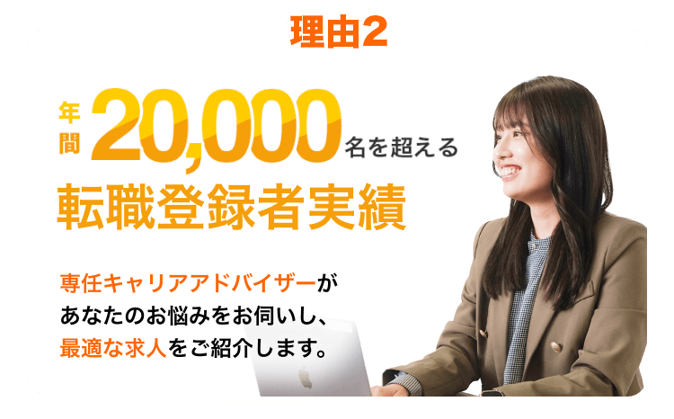 年間20,000名を超える 転職相談実績